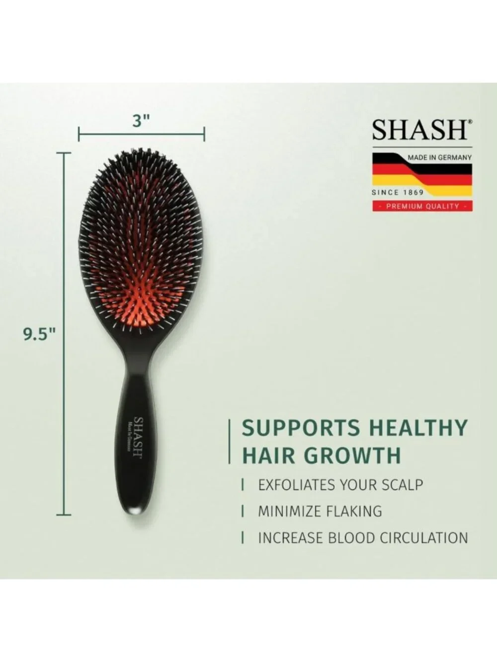 Handmade Nylon & Boar Bristle Brush for Thick Hair - Detangles, Softens